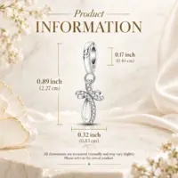 Size chart for infinity loop cross charm with S925 bail, 0.89 by 0.32 inch