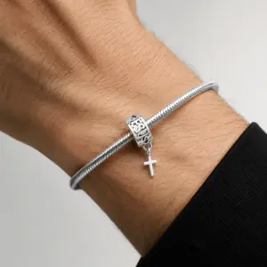 men-cross-charm-wrist-silver