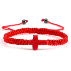 red string bracelet with cross ajustable