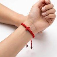 Red String Bracelet with Cross for womens or mens