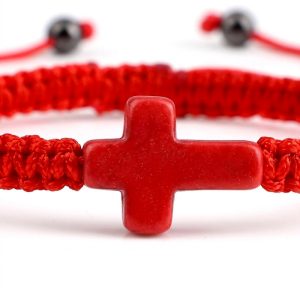 red string bracelet with cross
