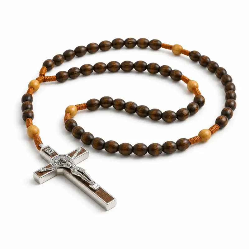 rosary bead necklace​ for men, white background