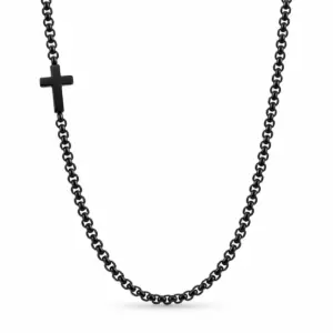 Black Sideways Cross Necklace for Men - Verso | Crystia
