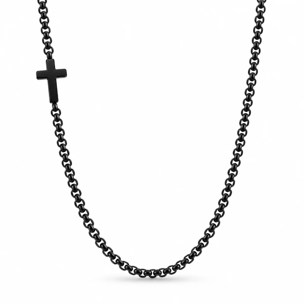 Black Sideways Cross Necklace for Men - Verso | Crystia
