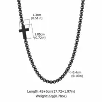 Measurement chart for the black cross link necklace, 45 plus 5 cm, 22 grams
